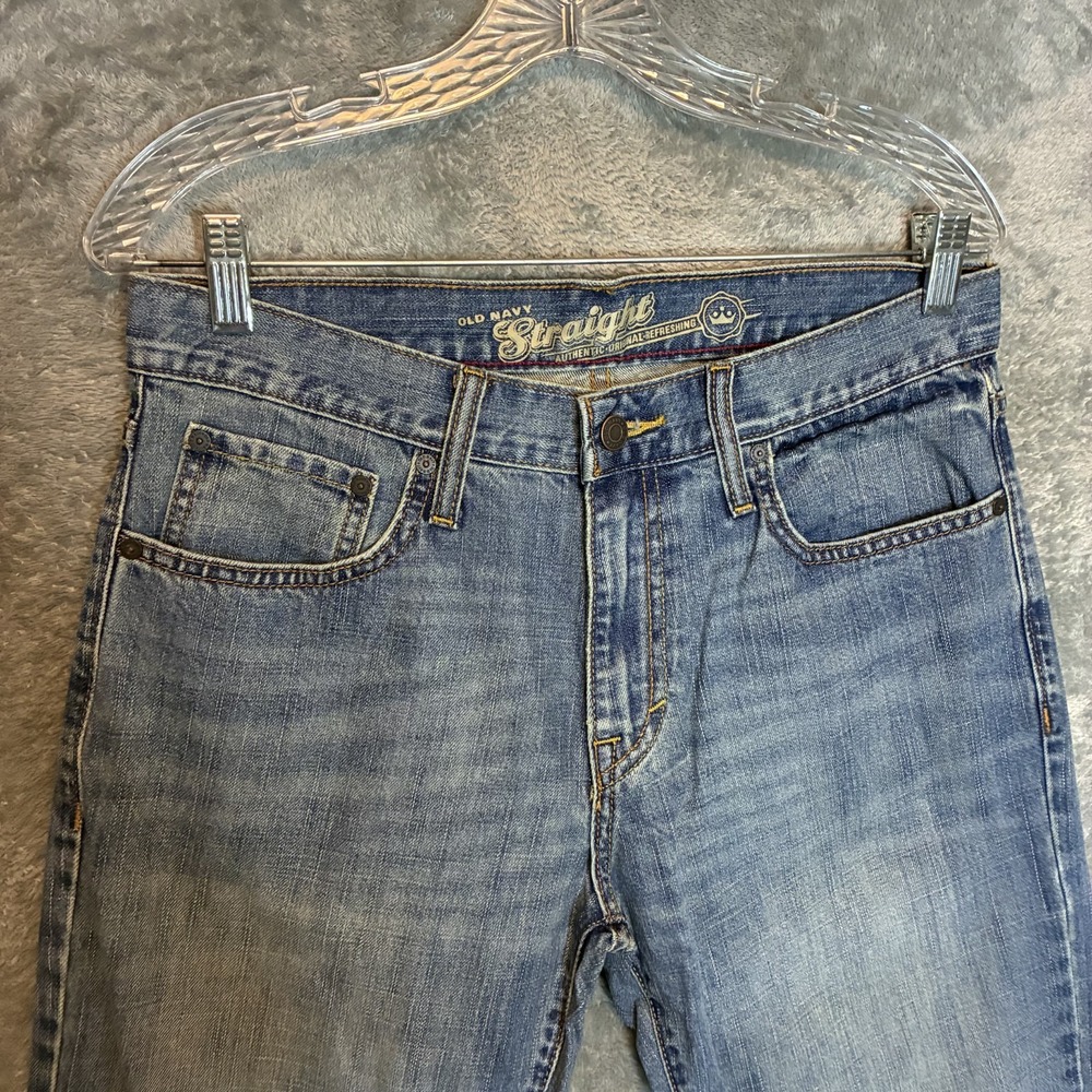 Old Navy Mens Classic Straight Denim Jean 31x32 Medium Wash Mid Rise Basic